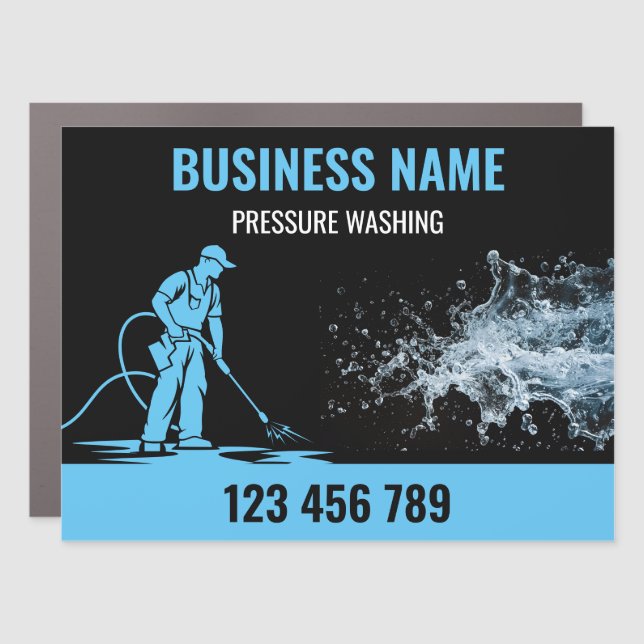 Blue Professional Pressure Washing Power Washing Car Magnet (Front)
