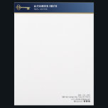 blue professional real estate realtor business letterhead<br><div class="desc">blue professional design with professional white text and gold key. The text features can be customized.</div>