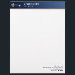 blue professional real estate realtor business letterhead<br><div class="desc">blue professional design with professional white text and gold key. The text features can be customized.</div>