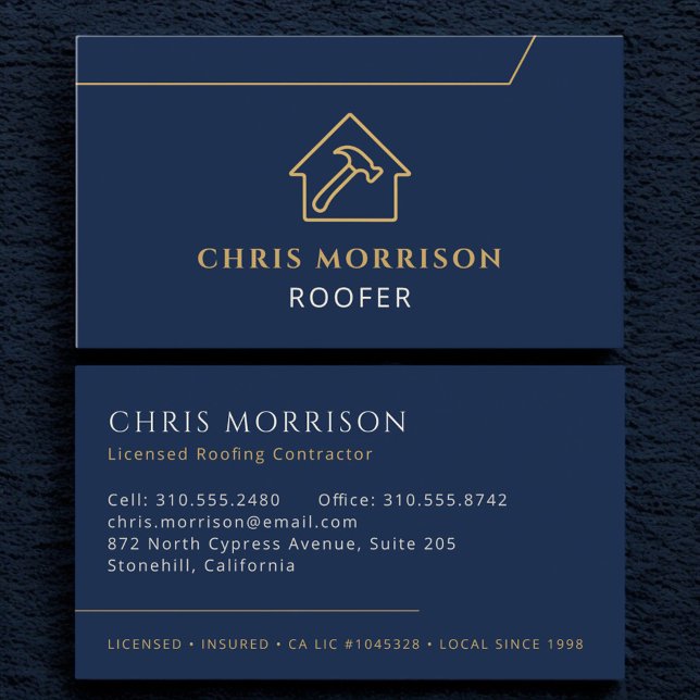 Blue Professional Roofing Roofer Construction Business Card (Creator Uploaded)