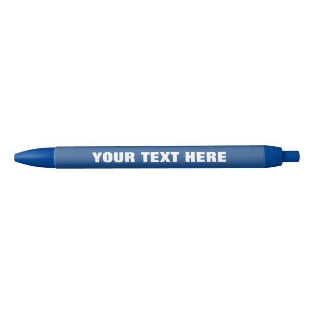 Blue promotional pen with personalised text (Front)