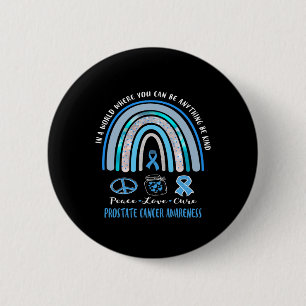 Blue Prostate Cancer Peace Love Cure Sign Tee In T Button