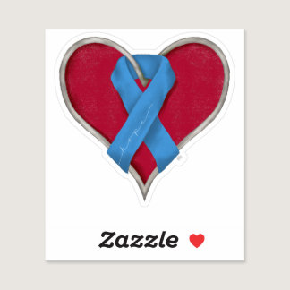 Blue Prostate Cancer Ribbon Heart Sticker