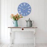 Blue Pstel Gray Metallic Silver Roman Numbers Large Clock<br><div class="desc">Unique minimal and decorative 
Corresponds to actual fashion trend in home decor.
You can change the shape and color of the hand.
florenceK design</div>