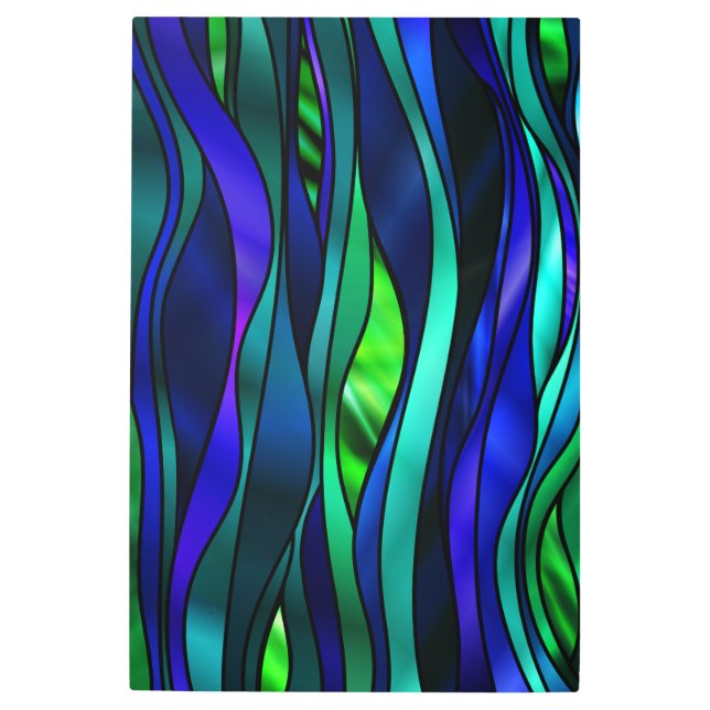 Blue Psychedelic Abstract Design Metal Print (Front)