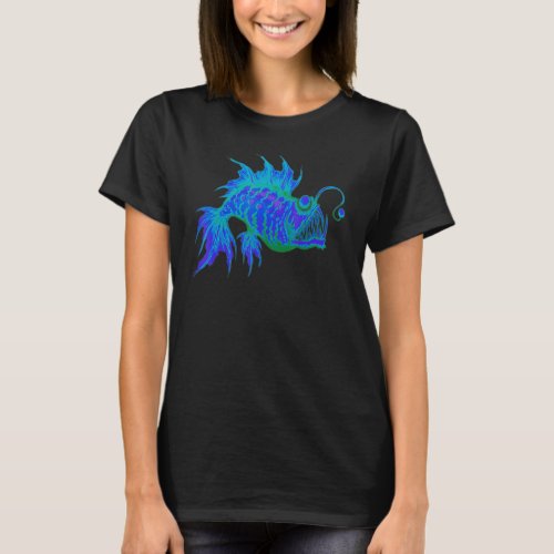 Blue Psychedelic Anglerfish  Deep Sea Angler Fish T_Shirt