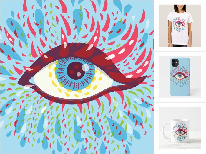 Blue Psychedelic Eye collection of fun products at Zazzle