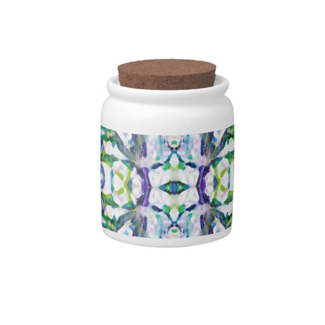 Blue Psychedelic Pattern Candy Jar (Front)