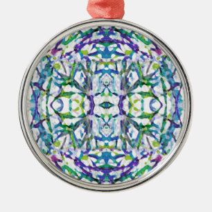 Blue Psychedelic Pattern Metal Ornament