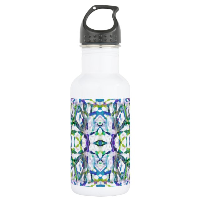Blue Psychedelic Pattern Water Bottle (Front)