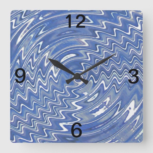 Blue Psychedelic Square wall Clock (Front)