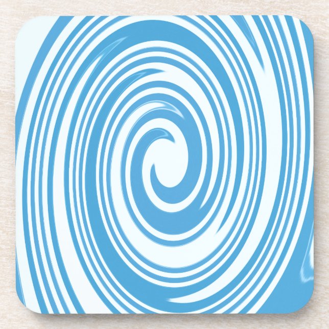 Blue psychedelic swirl pattern beverage coaster (Front)