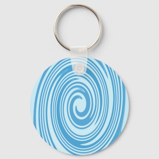 Blue psychedelic swirl pattern keychain (Front)