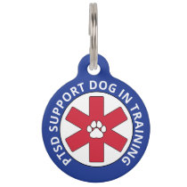 Blue PTSD Mental Health Support Dog In Training Pet ID Tag