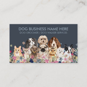 Blue Pug Chihuahua Corgi Poodle Bulldog Dogs Business Card