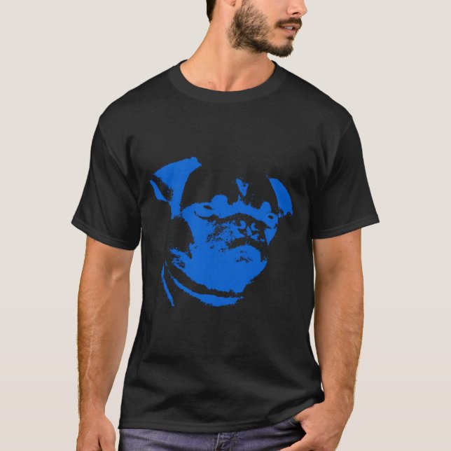 Blue Pug Yellow Background T-Shirt (Front)