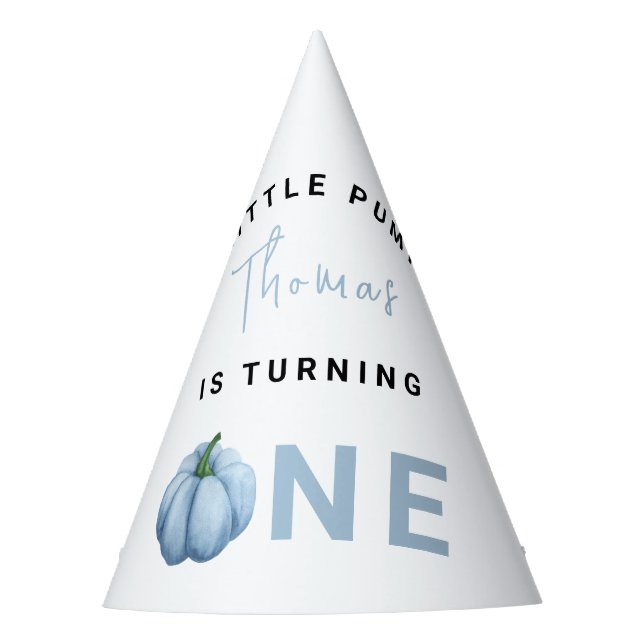 Blue Pumpkin 1st Birthday Party Hat (Front)