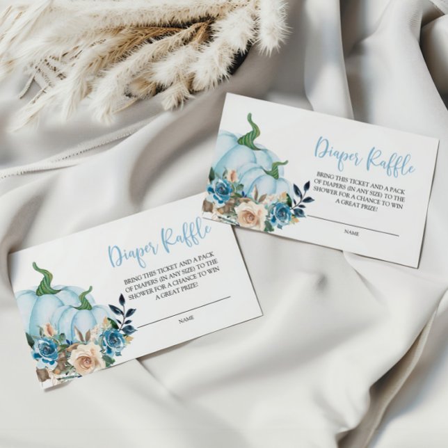 Blue Pumpkin and Flowers Diaper Raffle  Enclosure Card (Creator Uploaded)