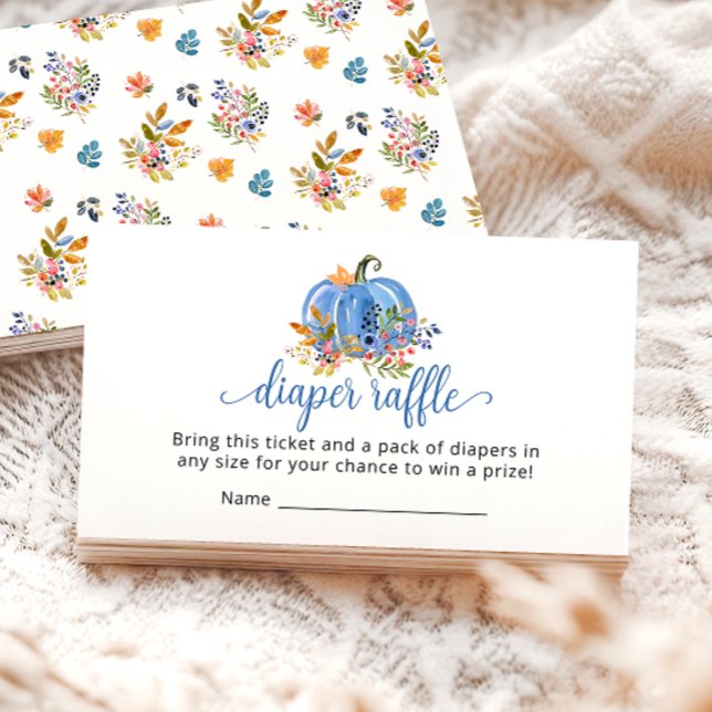 Blue Pumpkin Autumn Baby Shower Diaper raffle Enclosure Card (Creator Uploaded)