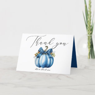 Blue Pumpkin   Autumn Baby Shower Thank You Card