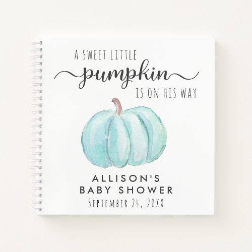 Blue Pumpkin Baby Boy Shower Guest Book