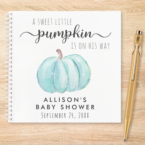 Blue Pumpkin Baby Boy Shower Guest Book