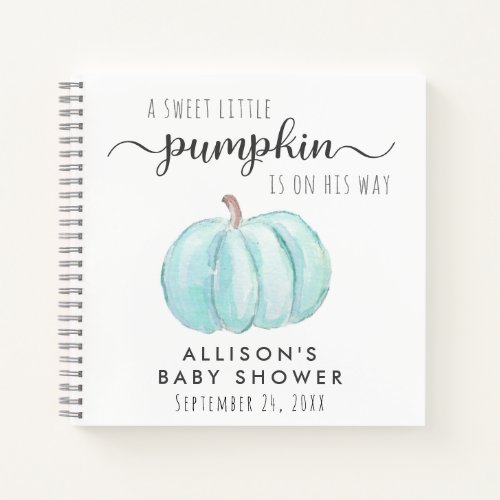 Blue Pumpkin Baby Boy Shower Guest Book