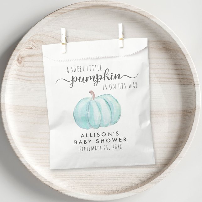 Blue Pumpkin Baby Boy Shower Thank You Favor Bag (Creator Uploaded)