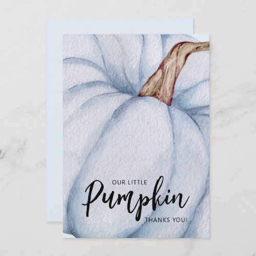 Blue Pumpkin Baby Boy Thank You Card