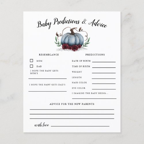 Blue Pumpkin Baby Predictions  Advice Card