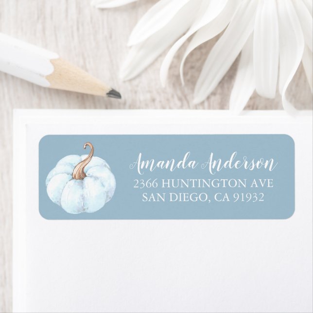 Blue Pumpkin Baby Shower Address Label (Insitu)