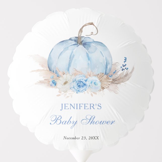 Blue Pumpkin Baby Shower Balloon (Front)