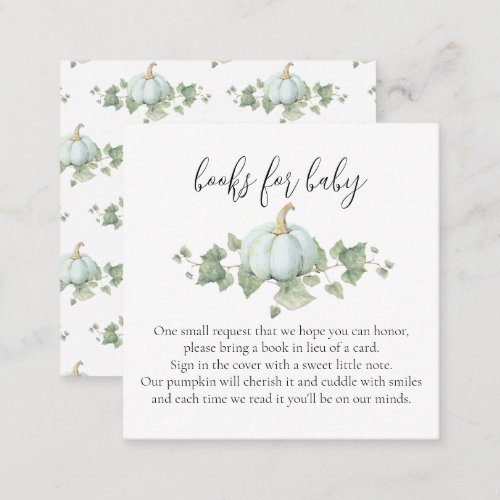 Blue Pumpkin Baby Shower Book Request Cards