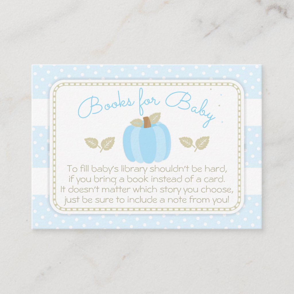 Blue Pumpkin Baby Shower Book Request Enclosure Card