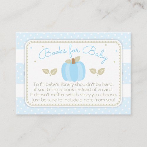 Blue Pumpkin Baby Shower Book Request Enclosure Card