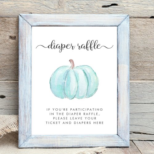 Blue Pumpkin Baby Shower Diaper Raffle Drop Off Poster