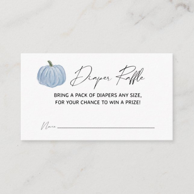 Blue Pumpkin Baby Shower Diaper Raffle Enclosure Card (Front)