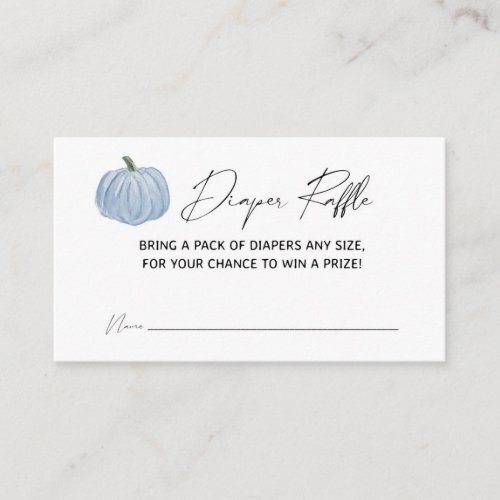 Blue Pumpkin Baby Shower Diaper Raffle Enclosure Card