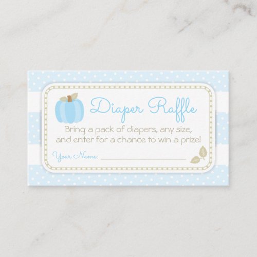 Blue Pumpkin Baby Shower Diaper Raffle Ticket Enclosure Card