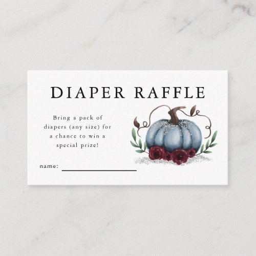 Blue Pumpkin Baby Shower Diaper Raffle Ticket Enclosure Card