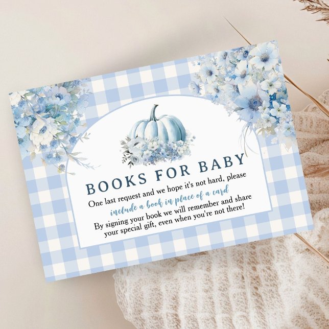 Blue Pumpkin Baby Shower Fall Books For Baby Enclosure Card (Creator Uploaded)
