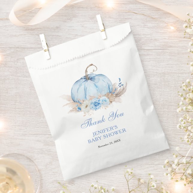 Blue Pumpkin Baby Shower Favor Bag (Clipped)