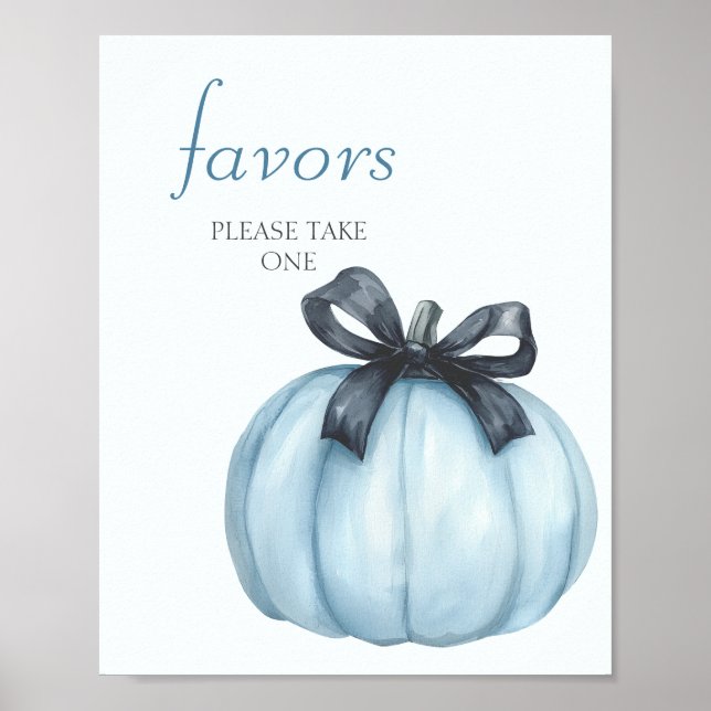 Blue Pumpkin Baby Shower Favors Poster (Front)