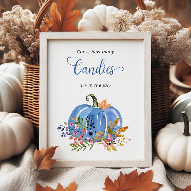Blue Pumpkin Baby Shower Guess how many Candies Poster (Creator Uploaded)