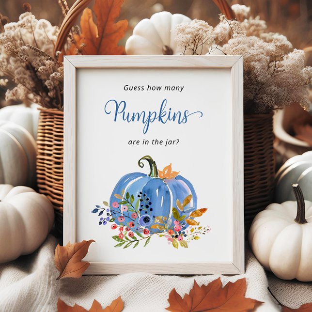 Blue Pumpkin Baby Shower Guess how many Pumpkins Poster (Creator Uploaded)