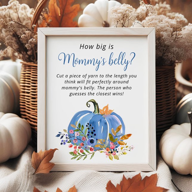 Blue Pumpkin Baby Shower How big is Mommy’s belly Poster (Creator Uploaded)