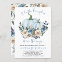 Blue Pumpkin Baby Shower Invitation