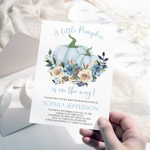 Blue Pumpkin Baby Shower Invitation