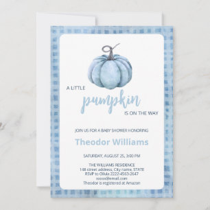 Blue Pumpkin Baby Shower Invitation   Fall theme