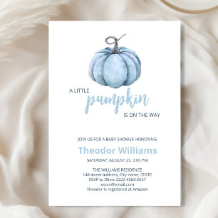 Blue Pumpkin Baby Shower Invitation Fall theme